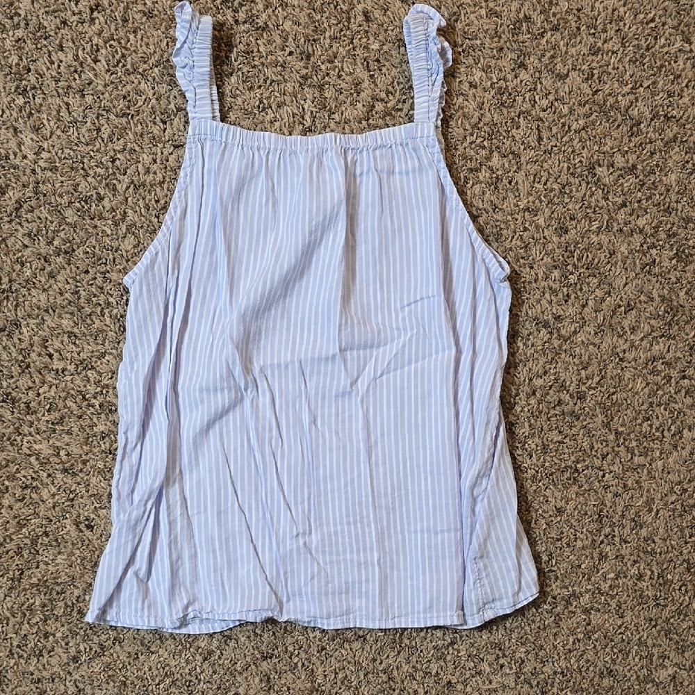 Girls Old Navy Light Blue Striped Girl's Tank Top - L (10-12)